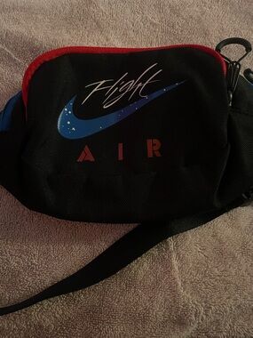 Nike Flight AIR Black Crossbody with Blue Swoosh and Red Trim